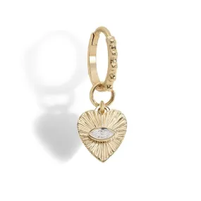 10K Gold Heart Diamond Earring Charm