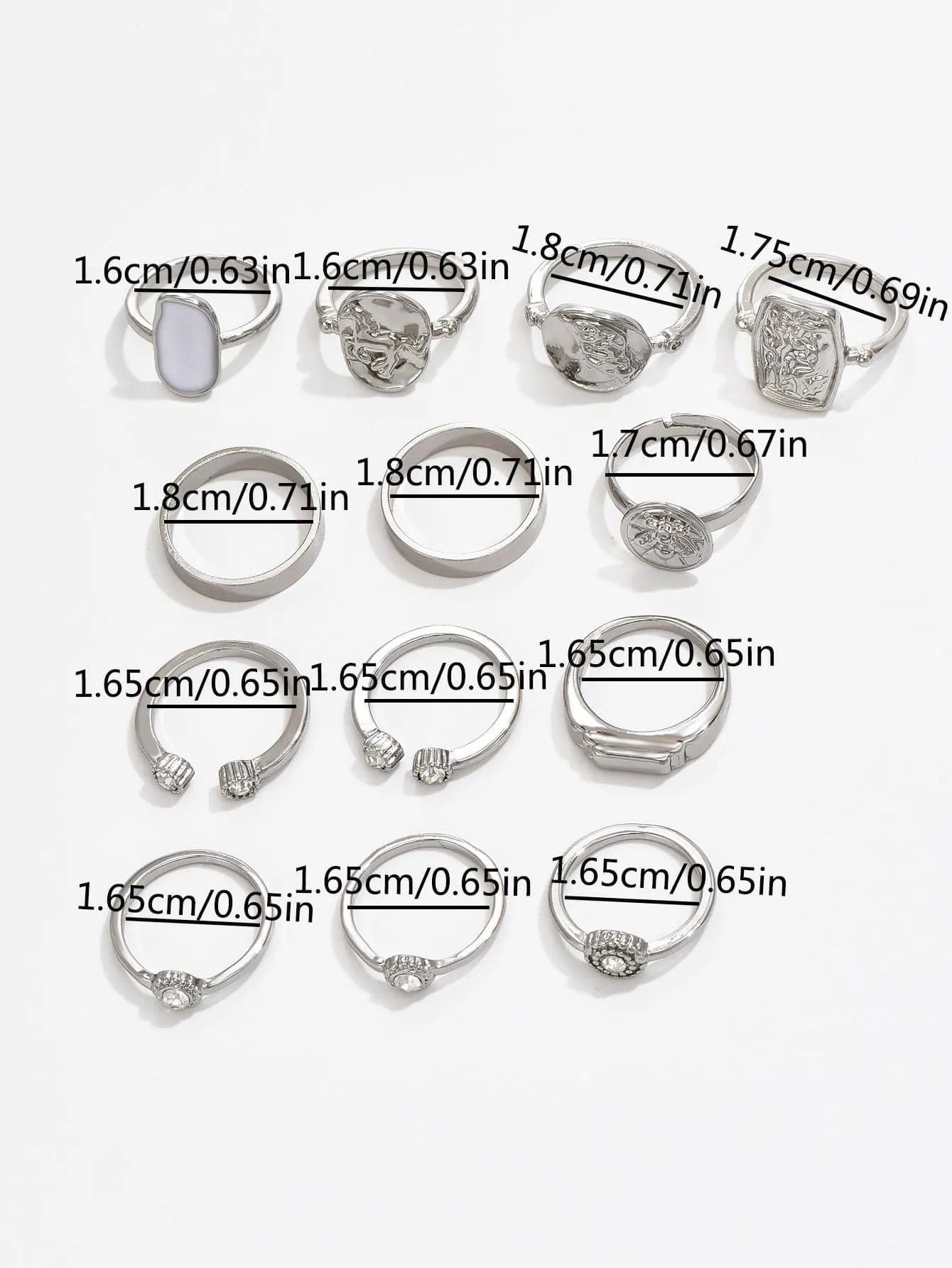 13pcs Rhinestone Decor Ring