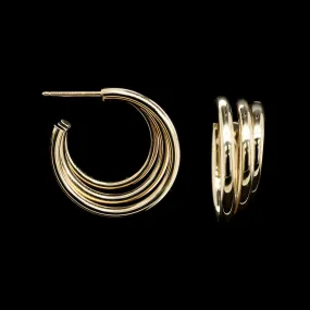 14K Yellow Gold Estate Triple Hoop Earrings