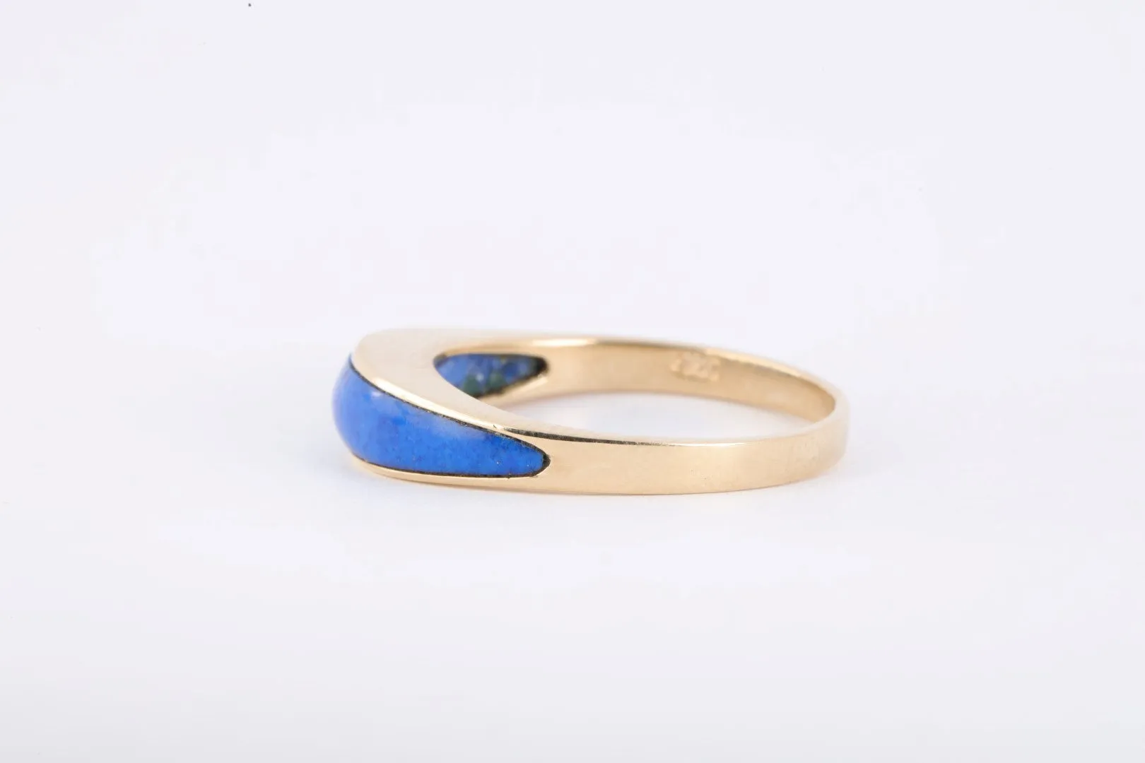 14k Yellow Gold Lapis Lazuli Inlay Ring Size 7 (2.72g.)