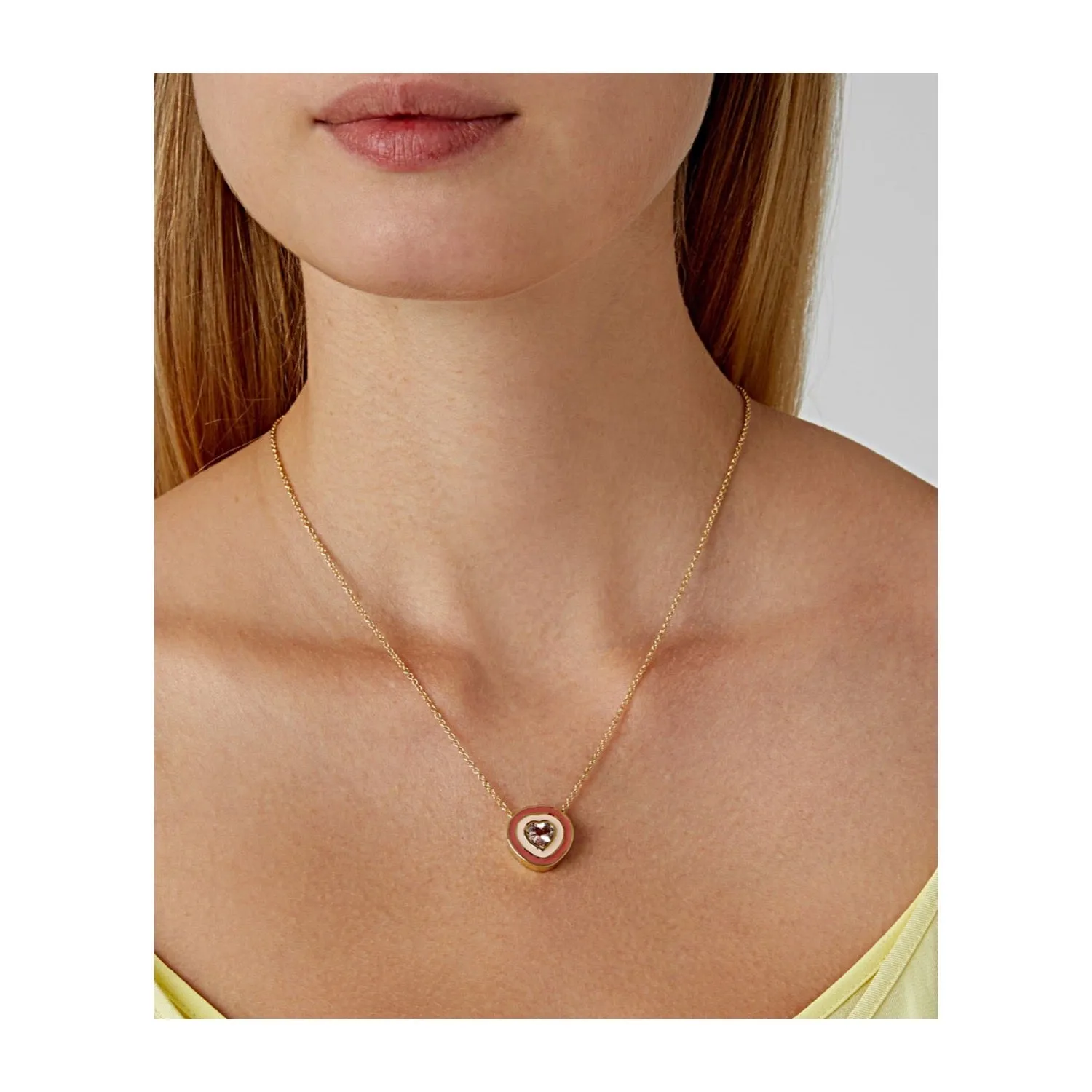 18K YG Dandridge Morganite Heart Enamel Necklace