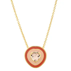 18K YG Dandridge Morganite Heart Enamel Necklace