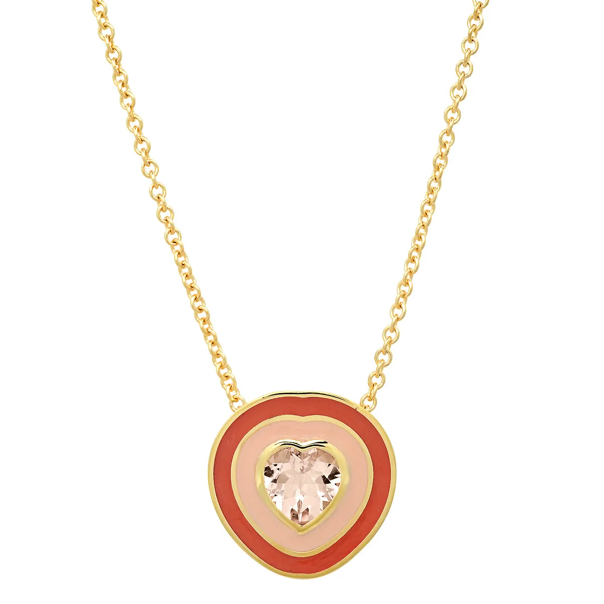 18K YG Dandridge Morganite Heart Enamel Necklace