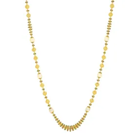 22K Yellow Gold Chain W/ Pearls & Domed Gold Enamel Beads