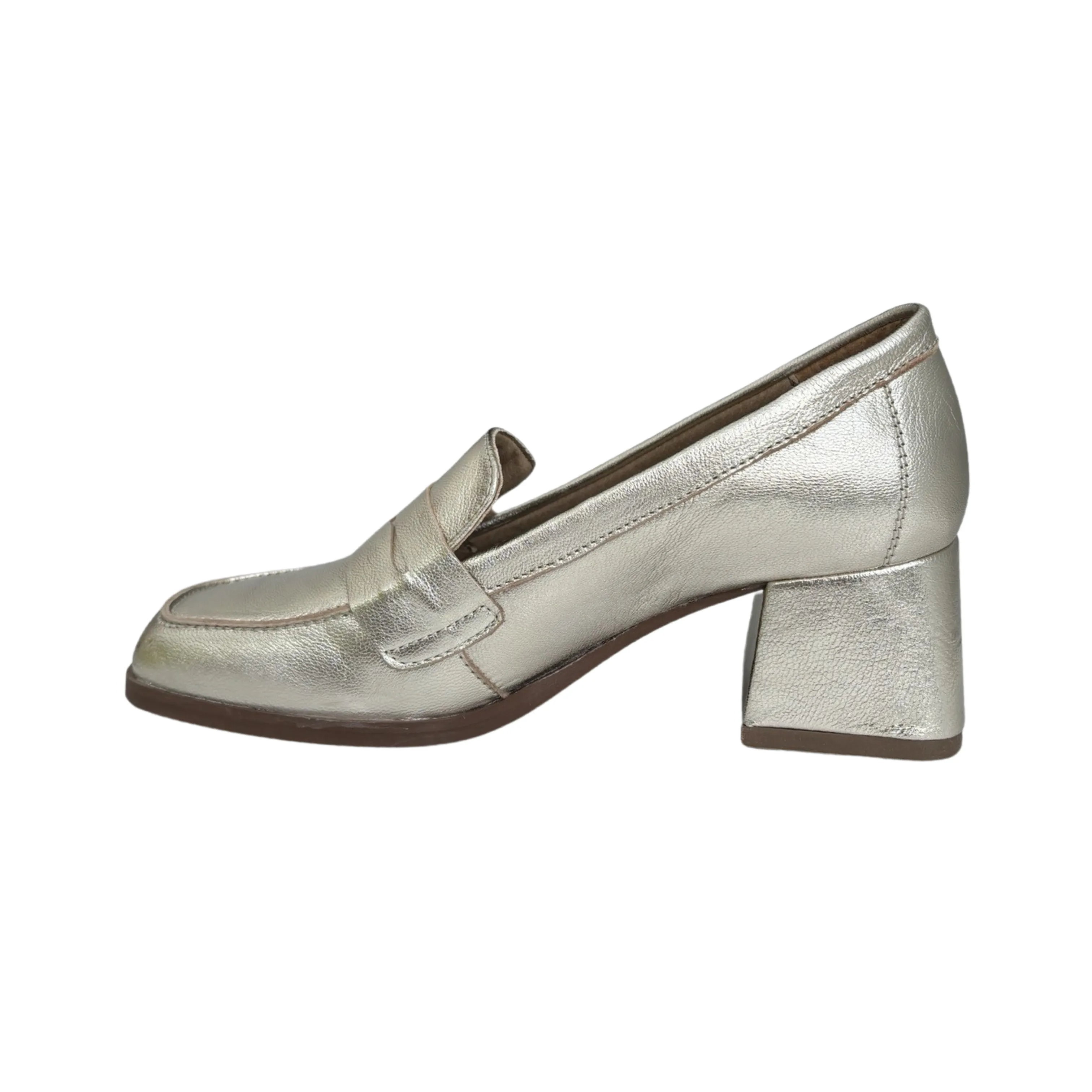 Ama Metallic Champagne Block Heel