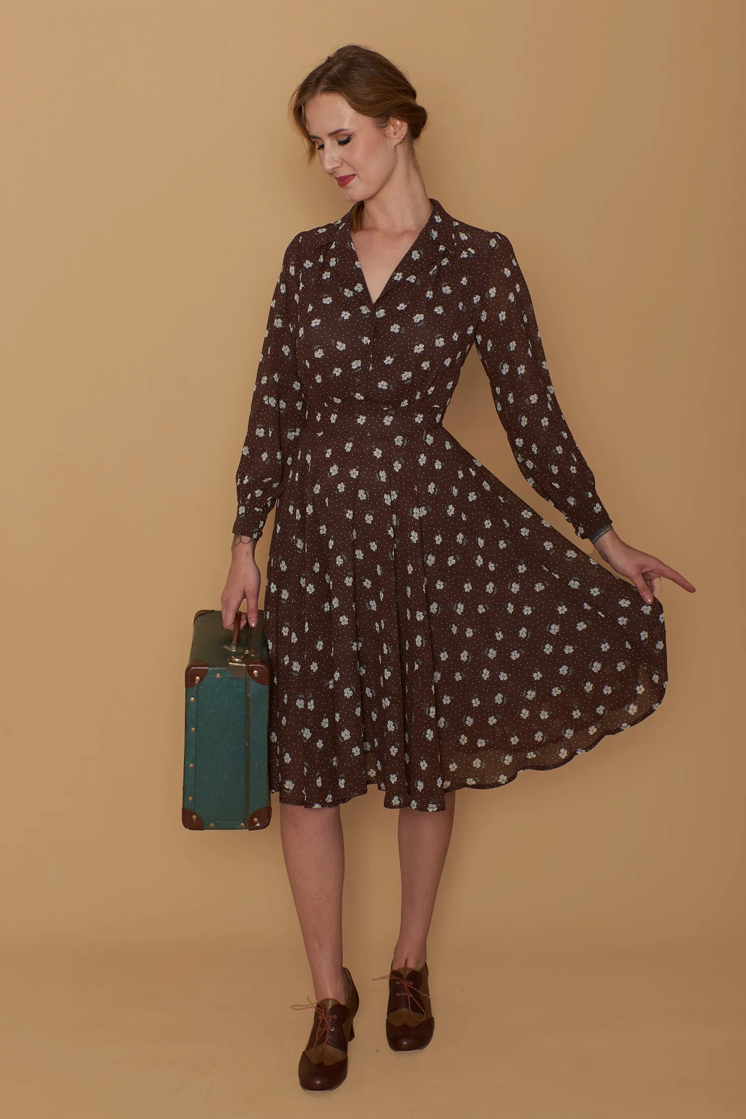 Amber Brown & Cream Floral Dress