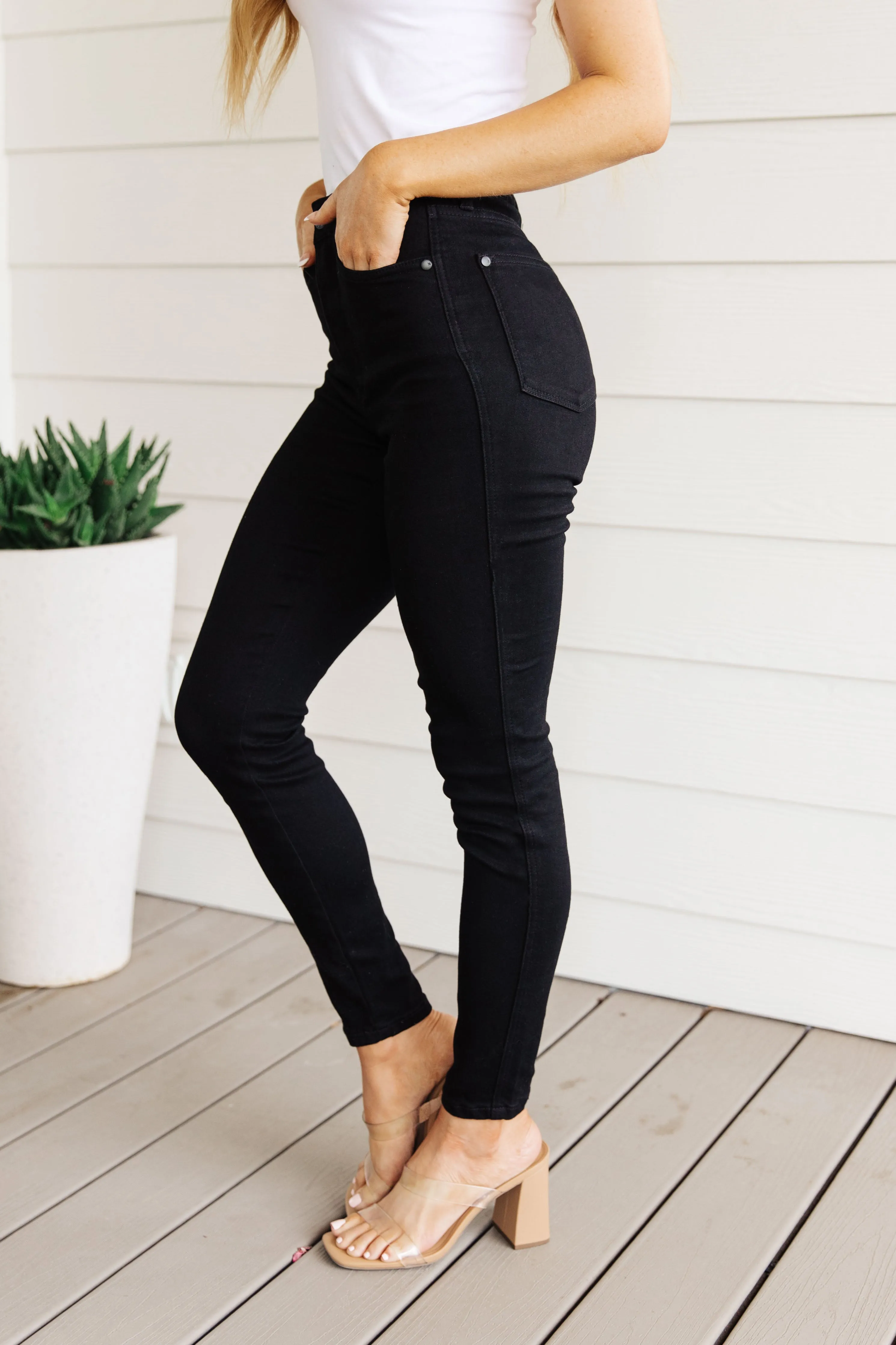 Audrey High Rise Control Top Classic Skinny Jeans in Black