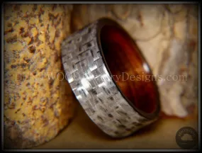 Bentwood Ring - Silver Twill Carbon Fiber on Rosewood Wood Comfort Fit Core