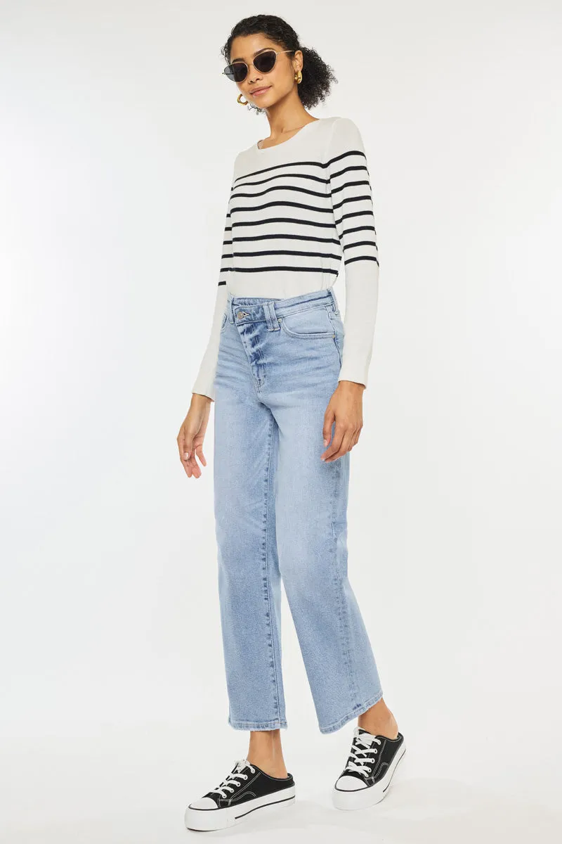 Bethany High Rise 90's Criss Cross Straight Leg Jeans