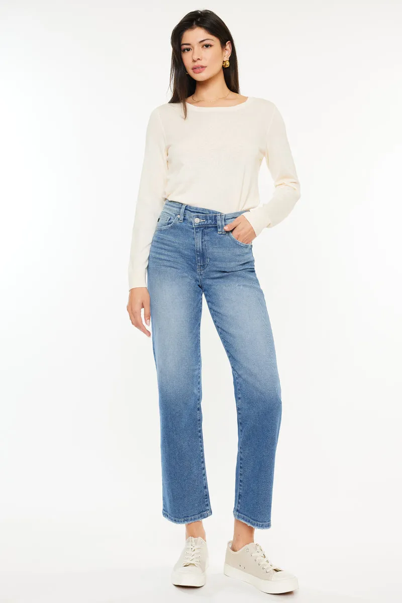 Bethany High Rise 90's Criss Cross Straight Leg Jeans