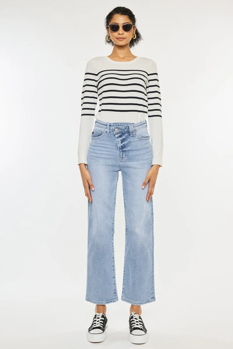 Bethany High Rise 90's Criss Cross Straight Leg Jeans