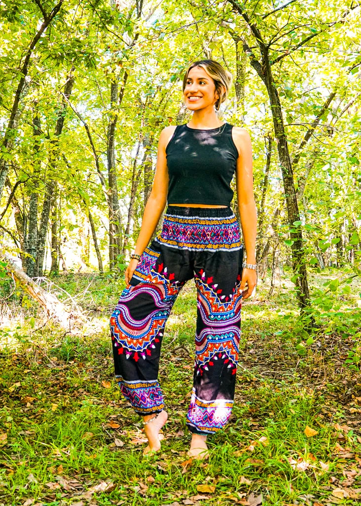 Black Pink Festive Mandala Harem Pants