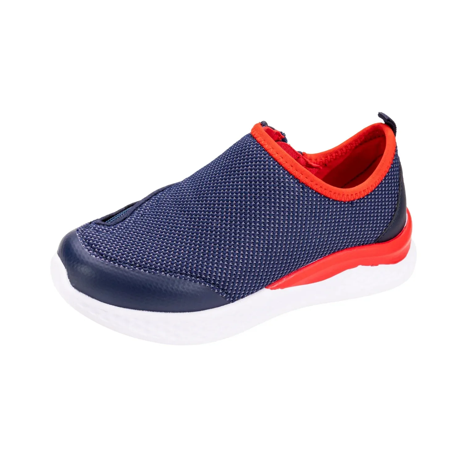 Boy's Navy Red Lightweight Shoes with Front Zipper Access