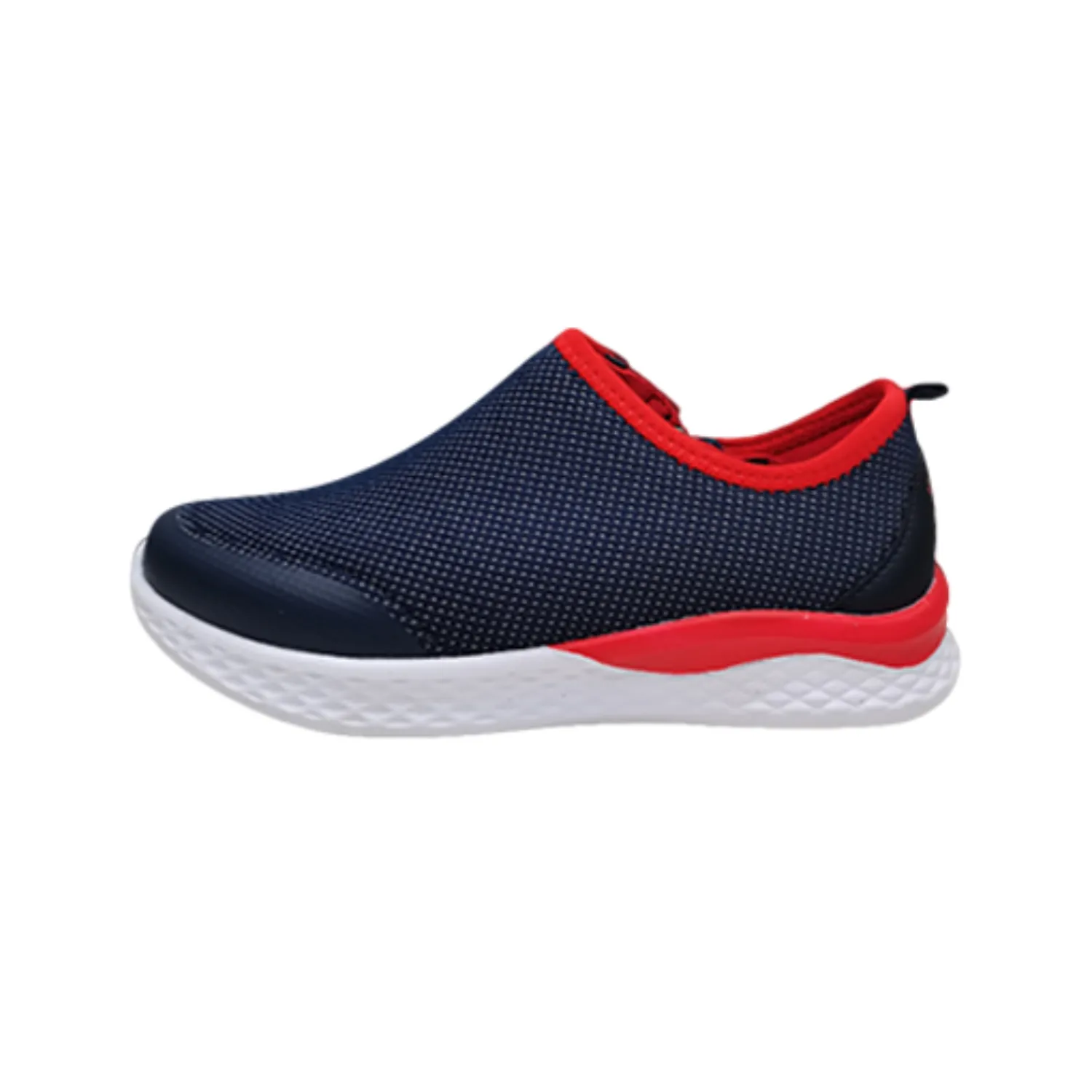 Boy's Navy Red Lightweight Shoes with Front Zipper Access