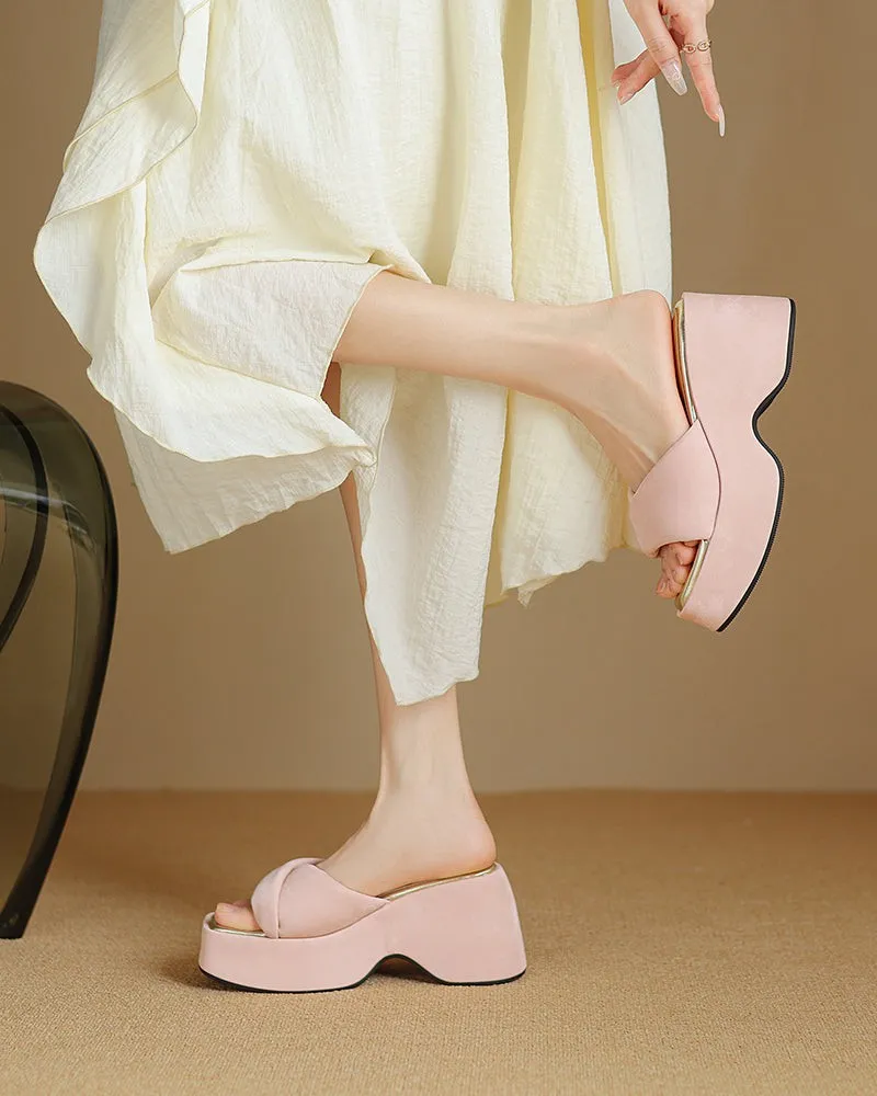 Chunky High Heel Square Toe Sandals