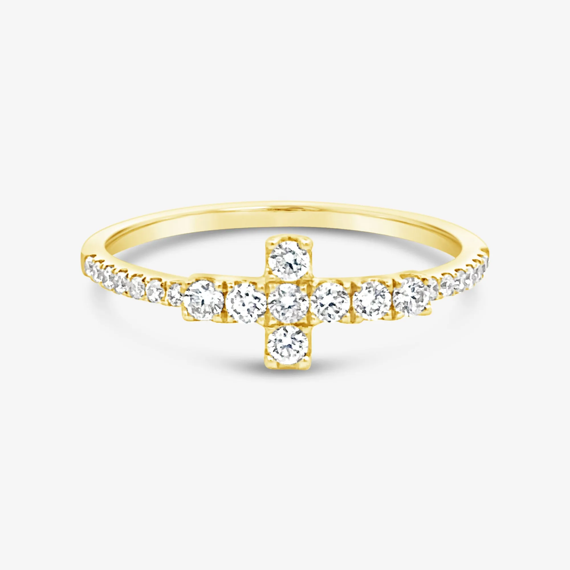 Classic East West Diamond Cross Ring