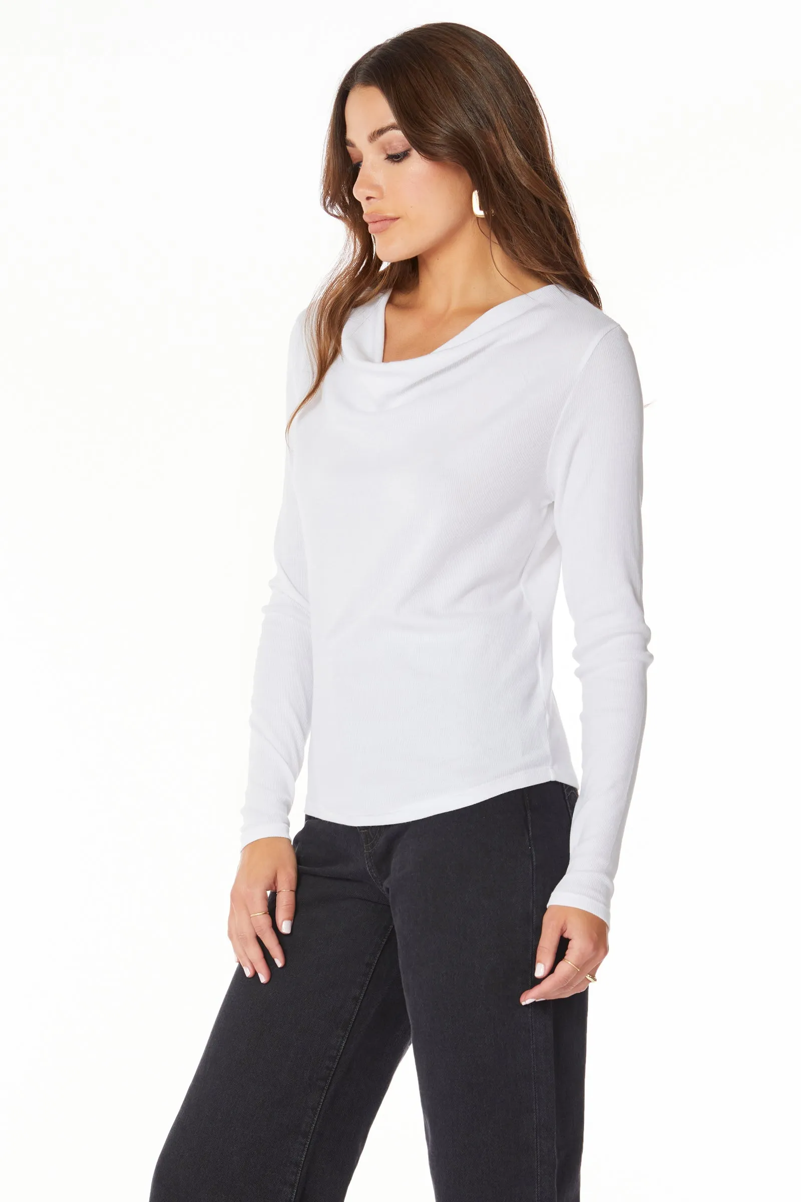 COWL NECK LONG SLEEVE TOP