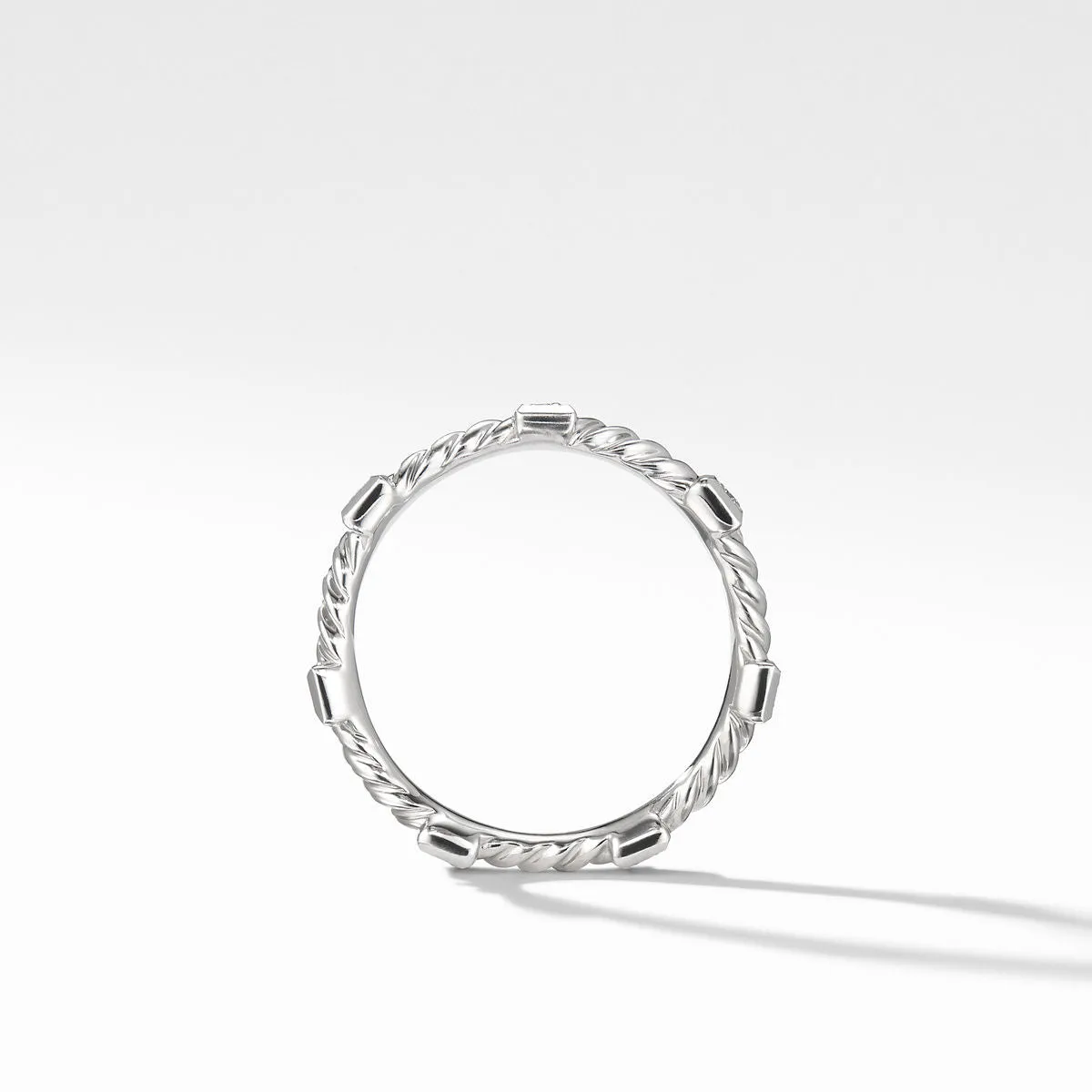 David Yurman Cable Collectibles Ring with Diamonds in 18K White Gold