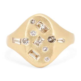 Diamond Mixed Cut Signet Ring - Size 6 - 11550