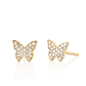 EF Collection - Diamond Butterfly Stud Earrings, Yellow Gold