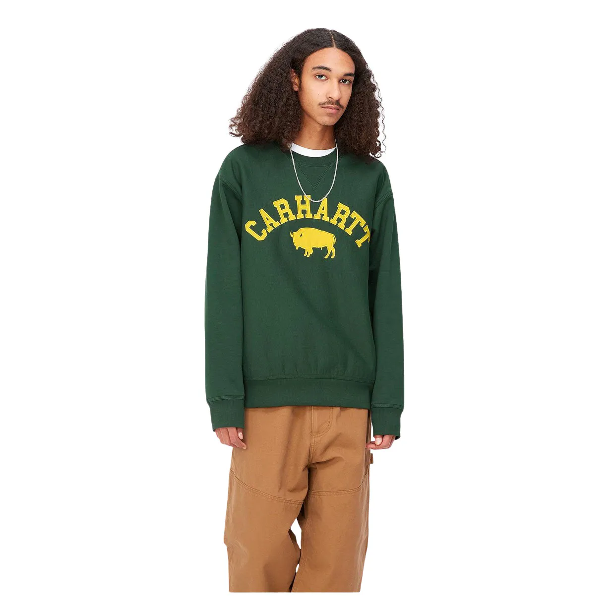 Felpa Uomo Carhartt WIP Locker Sweat Verde / Giallo