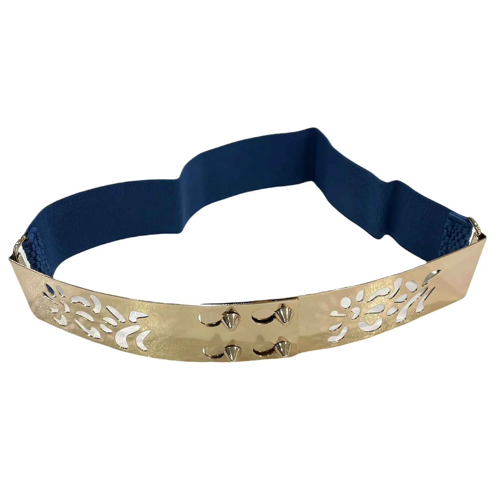 Gold Cut Out Metal Waist Cinch Elastic Belt