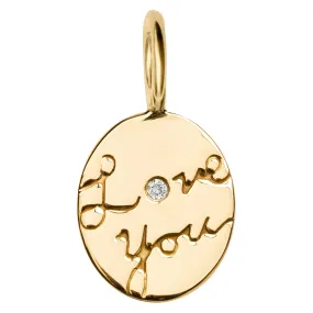 Gold Love You Oval Charm