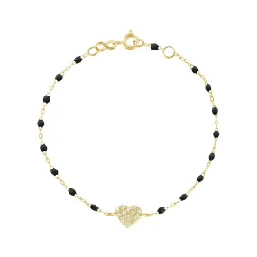 In Love Diamond Bracelet, Black, Yellow Gold, 6.7"