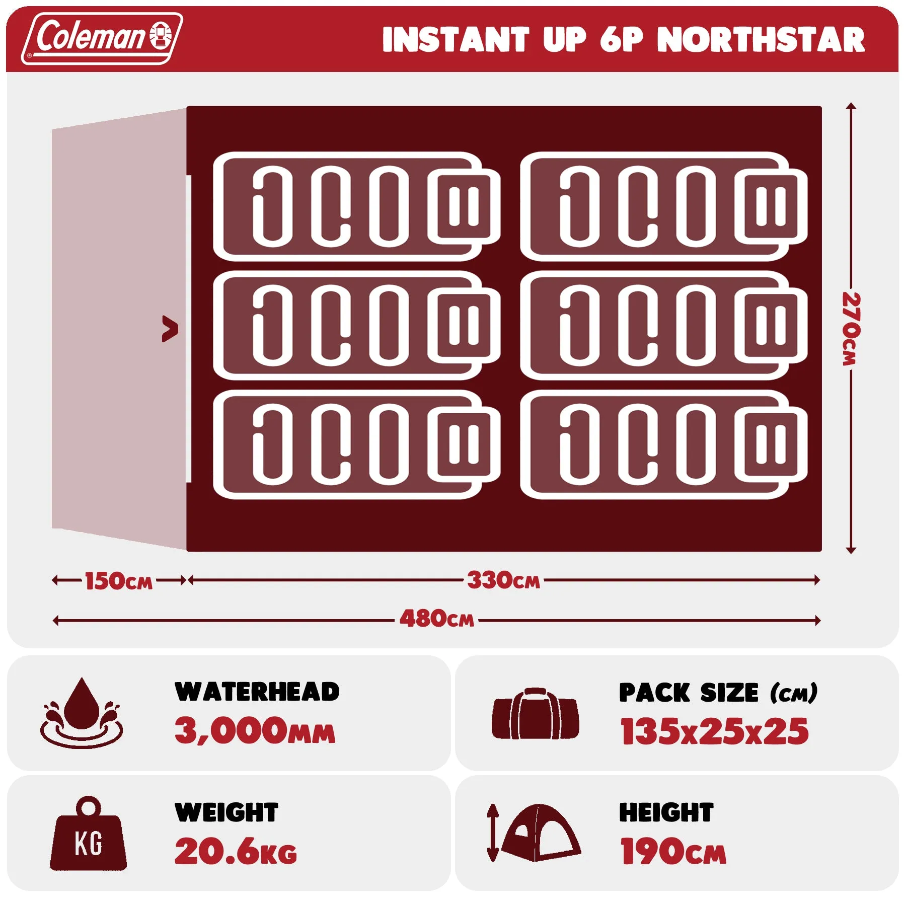 Instant Up 6P Lighted Northstar Tent with 'Dark Room'