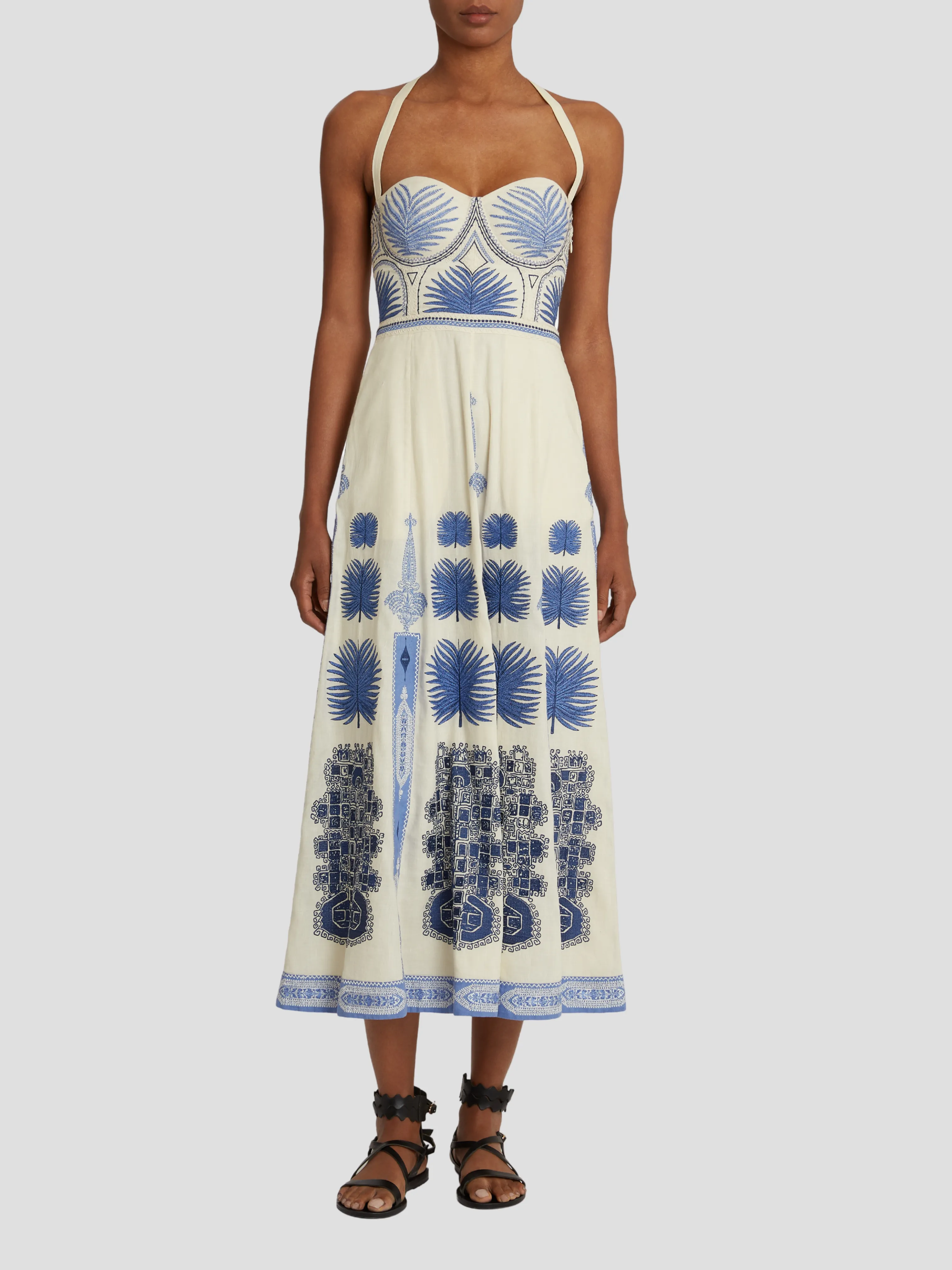 Ivory Lotty Chics Embroidery Midi Dress