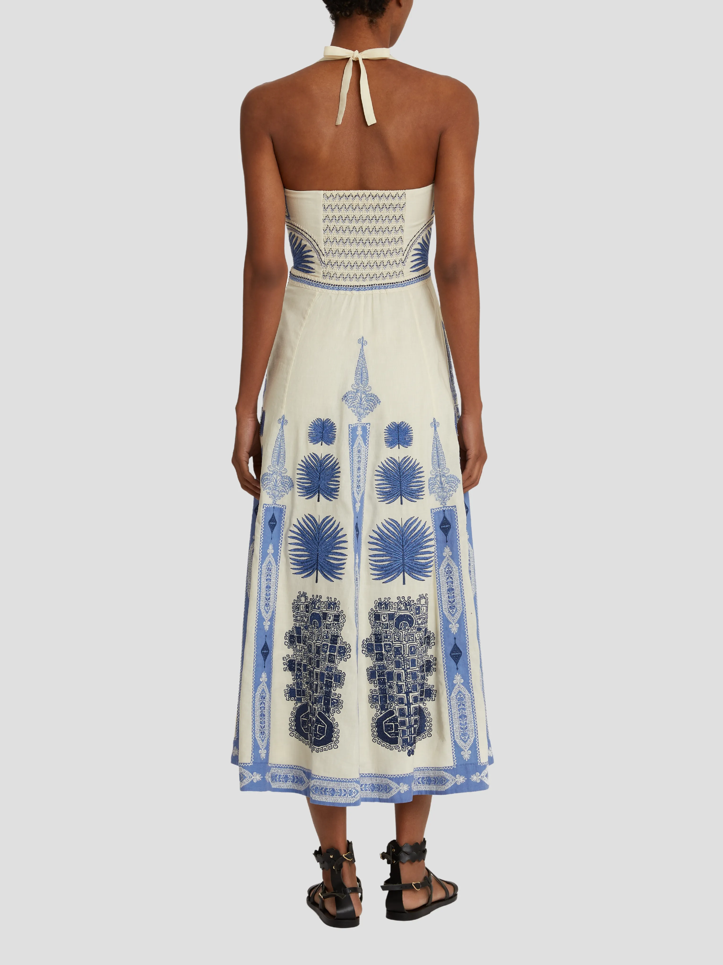 Ivory Lotty Chics Embroidery Midi Dress