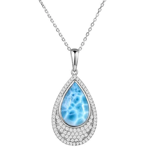 Larimar Alohilohi Teardrop Pendant