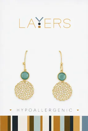 Layers Gold Pacific Opal and Mesh Hypoallergenic Earrings: Stylish Comfort for Sensitive Ears