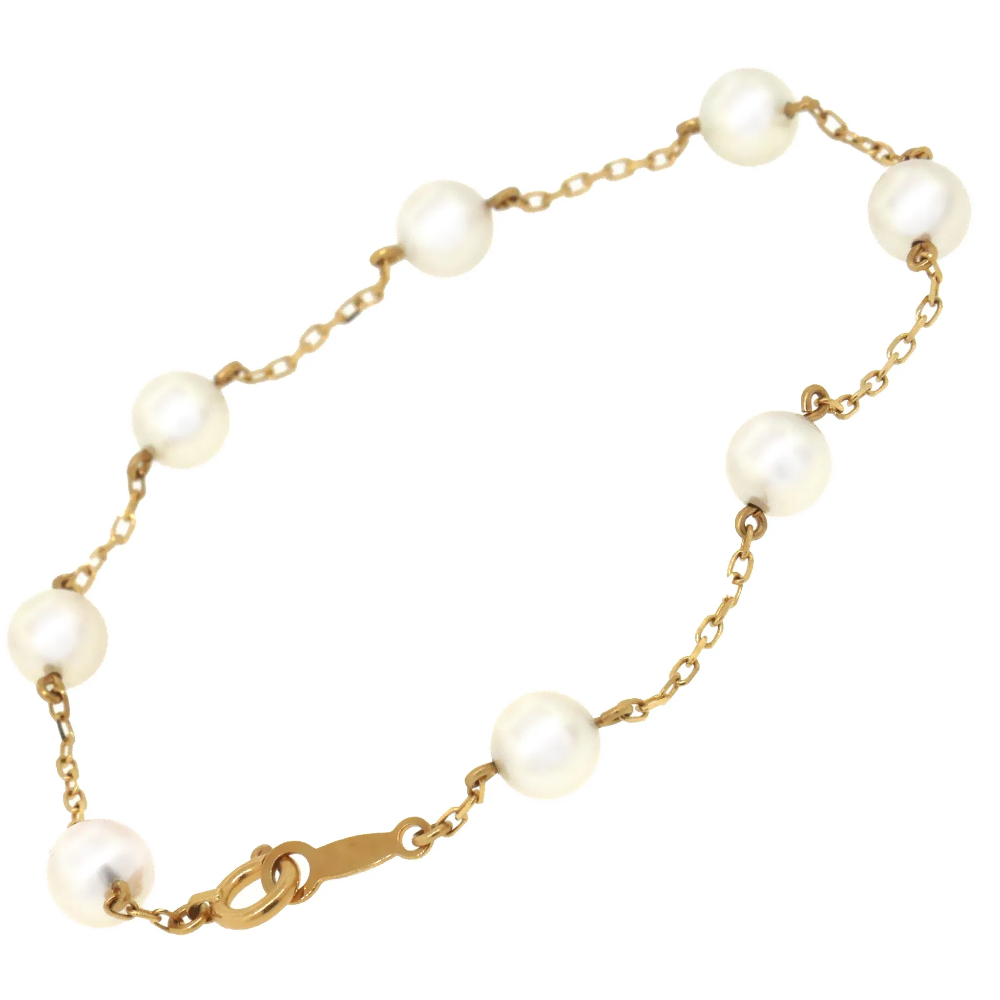 Mikimoto 18K Yellow Gold Cultured Akoya Pearl Station Bracelet