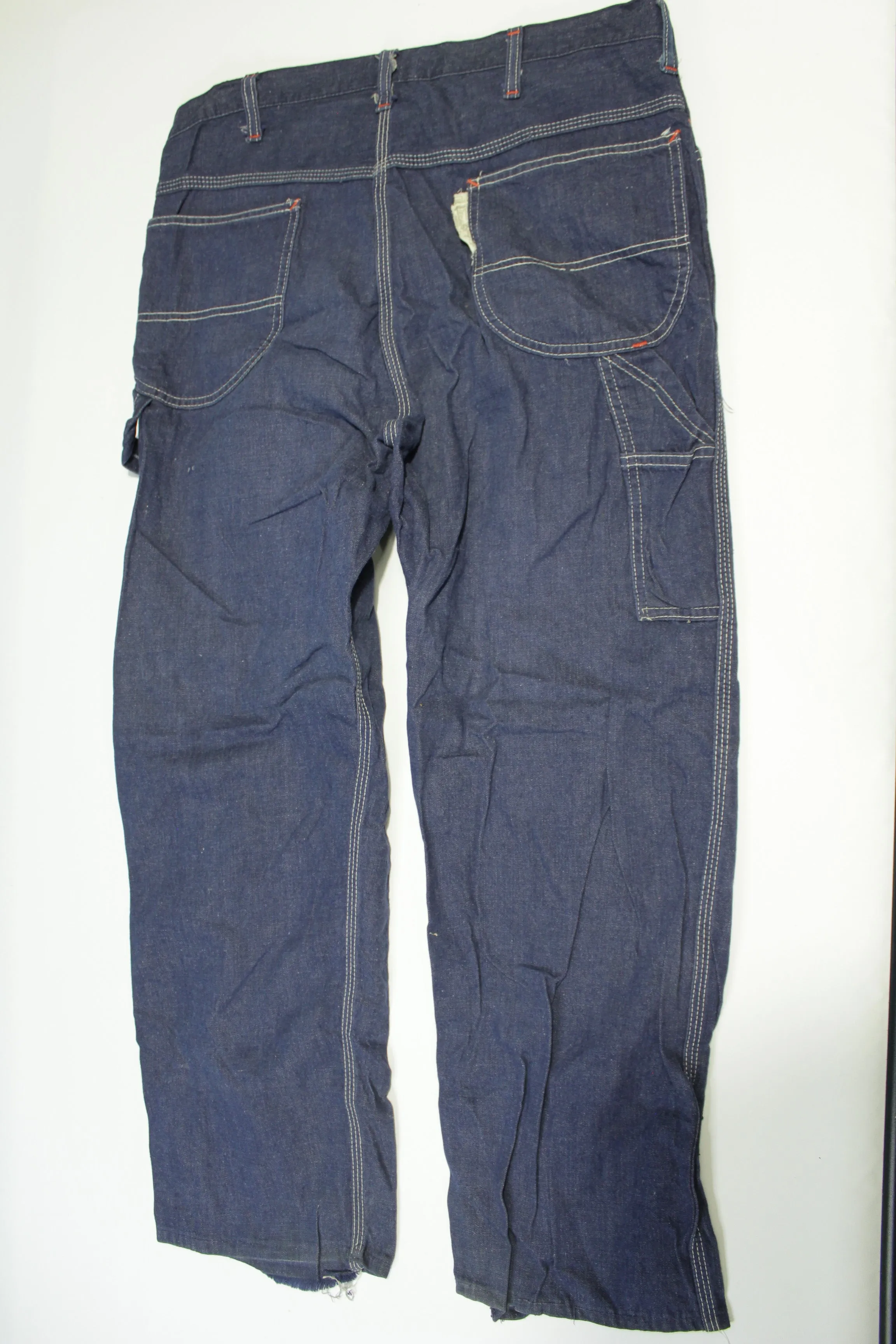 Montgomery Ward Vintage 70's Dark Wash Capenter Loop Triple Stitched Construction Jeans