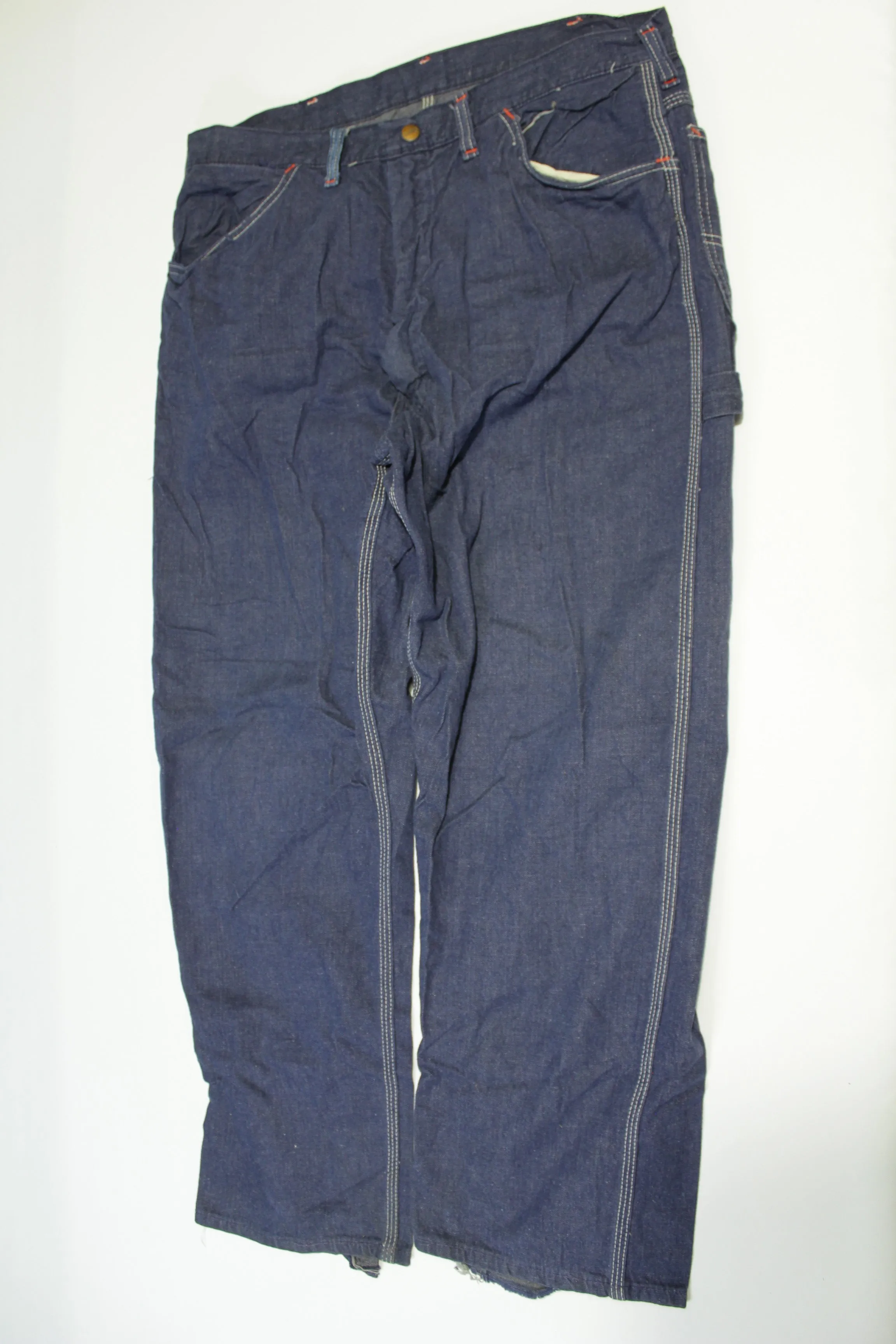 Montgomery Ward Vintage 70's Dark Wash Capenter Loop Triple Stitched Construction Jeans