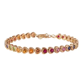 Multi Semi-Precious Gemstone Heart Bracelet