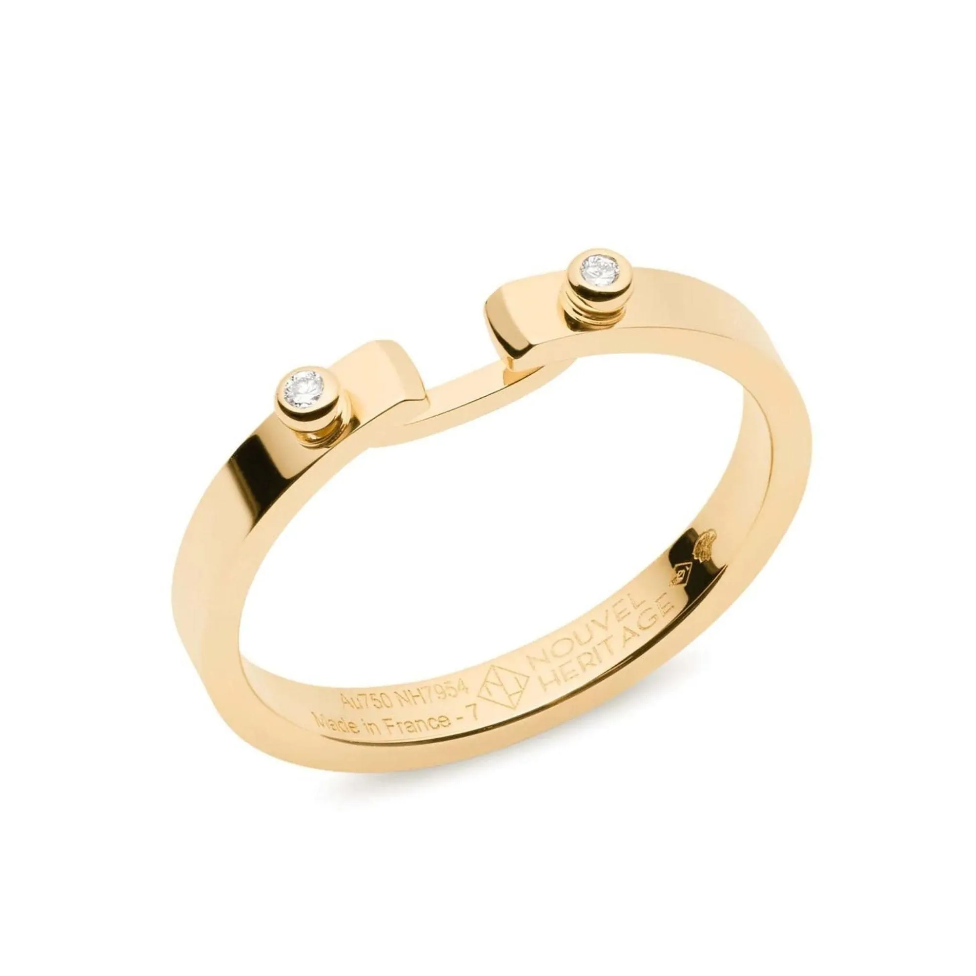 NOUVEL HERITAGE 18K YELLOW GOLD MONDAY MORNING MOOD RING WITH 2 DIAMONDS 0.02CTW