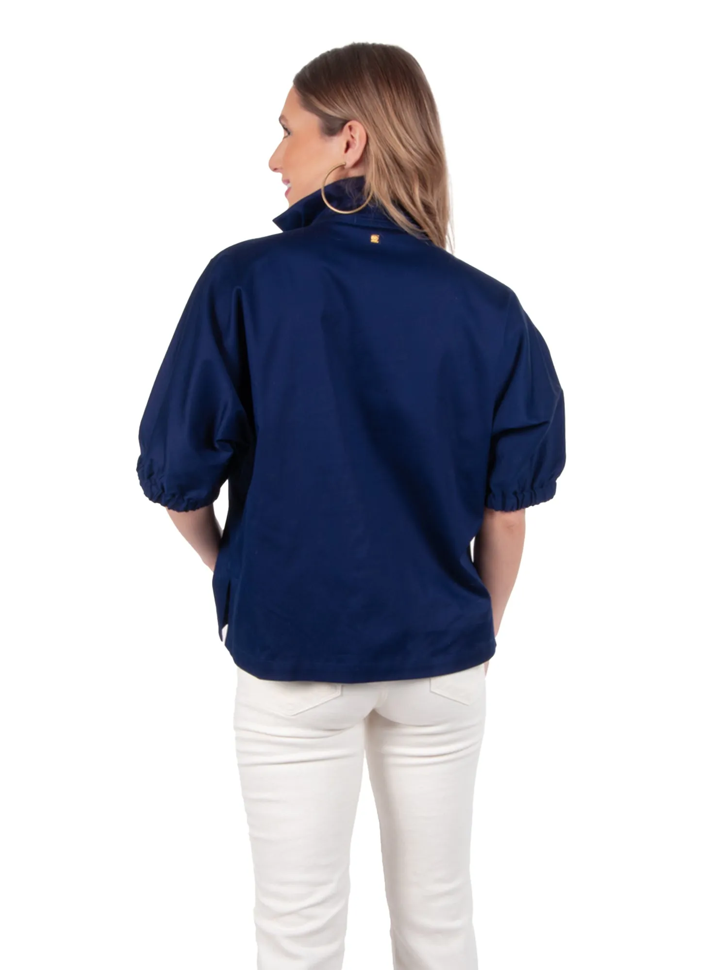 Poppy Top - Navy Cotton Poplin