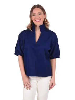 Poppy Top - Navy Cotton Poplin