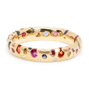 Rainbow Confetti Ring with Diamonds - Size 7 - 11518