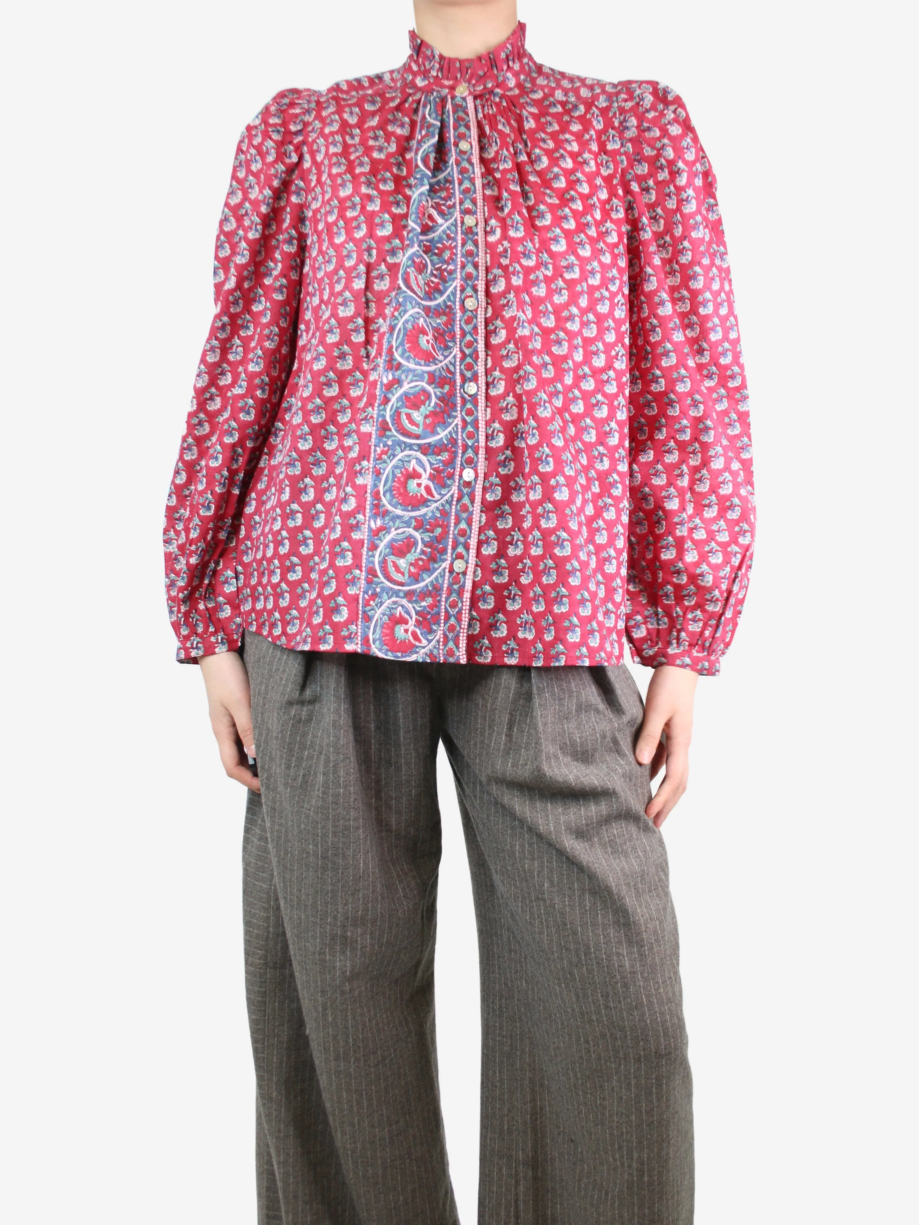 Red floral shirt - size S