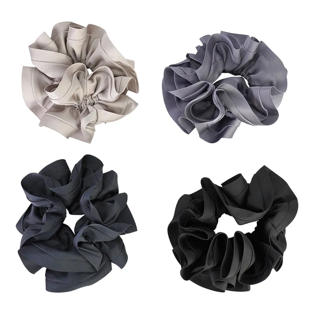 SATIN TRIM CLASSIC SCRUNCHIE GREY BUNDLE