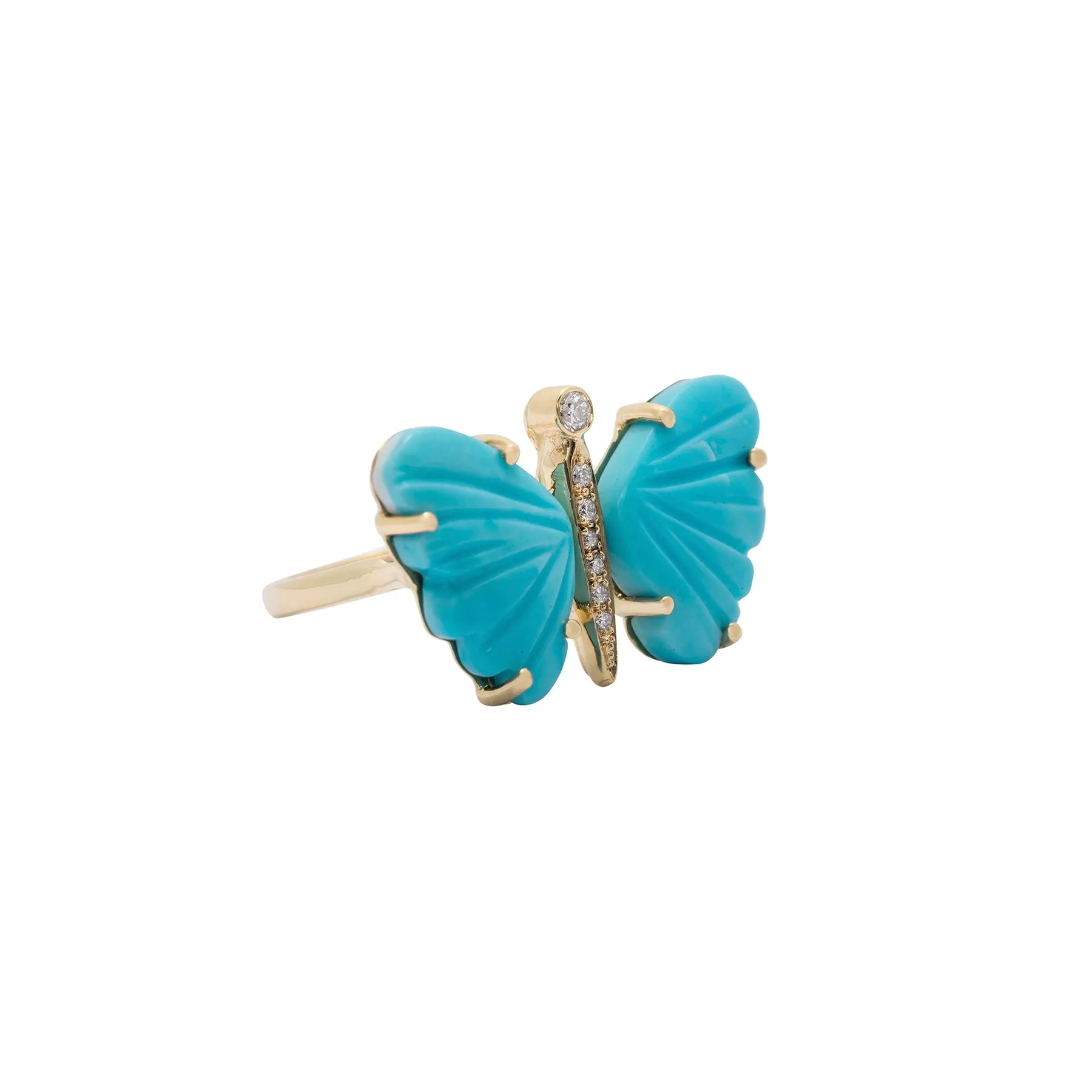 Small Turquoise Butterfly Diamond Ring