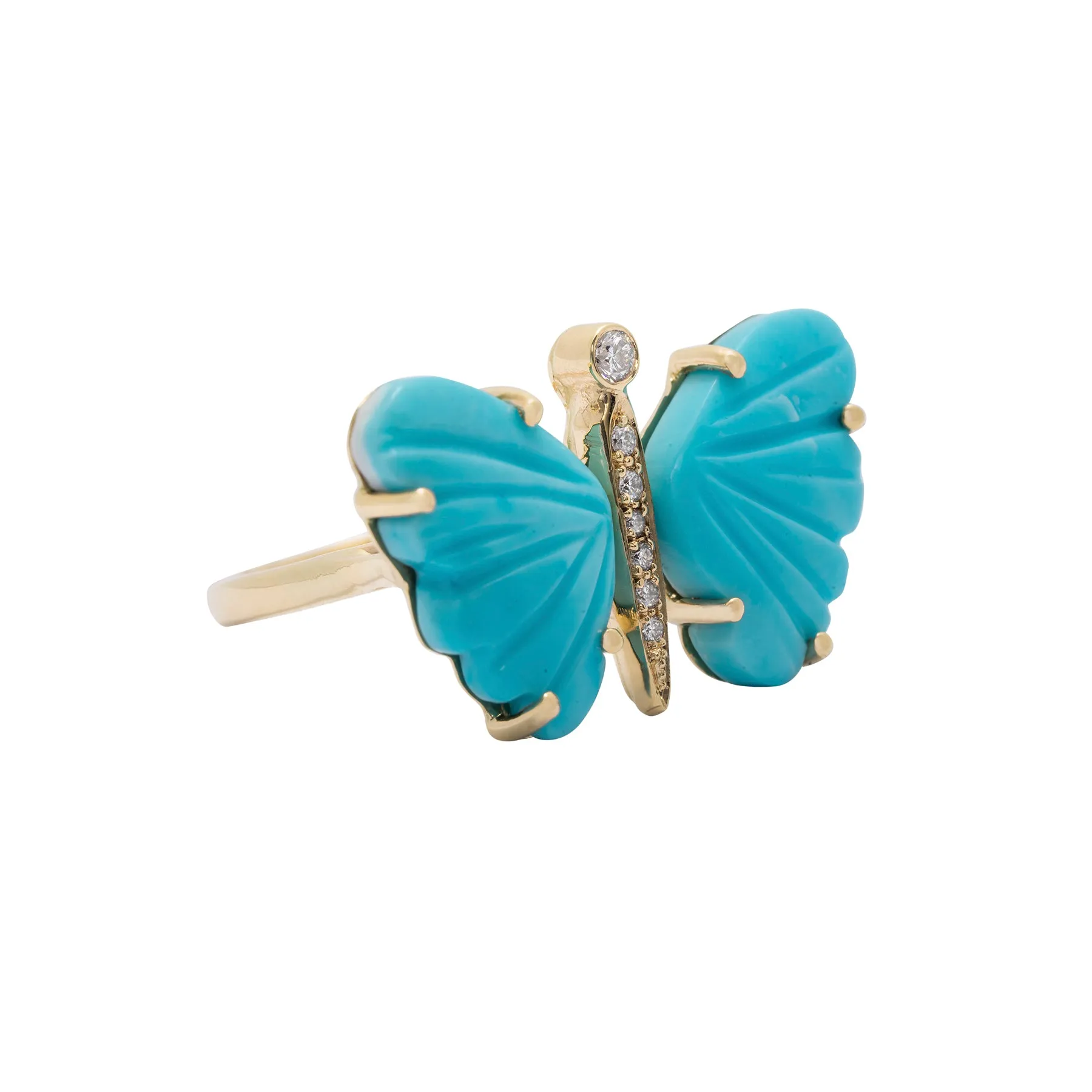 Small Turquoise Butterfly Diamond Ring