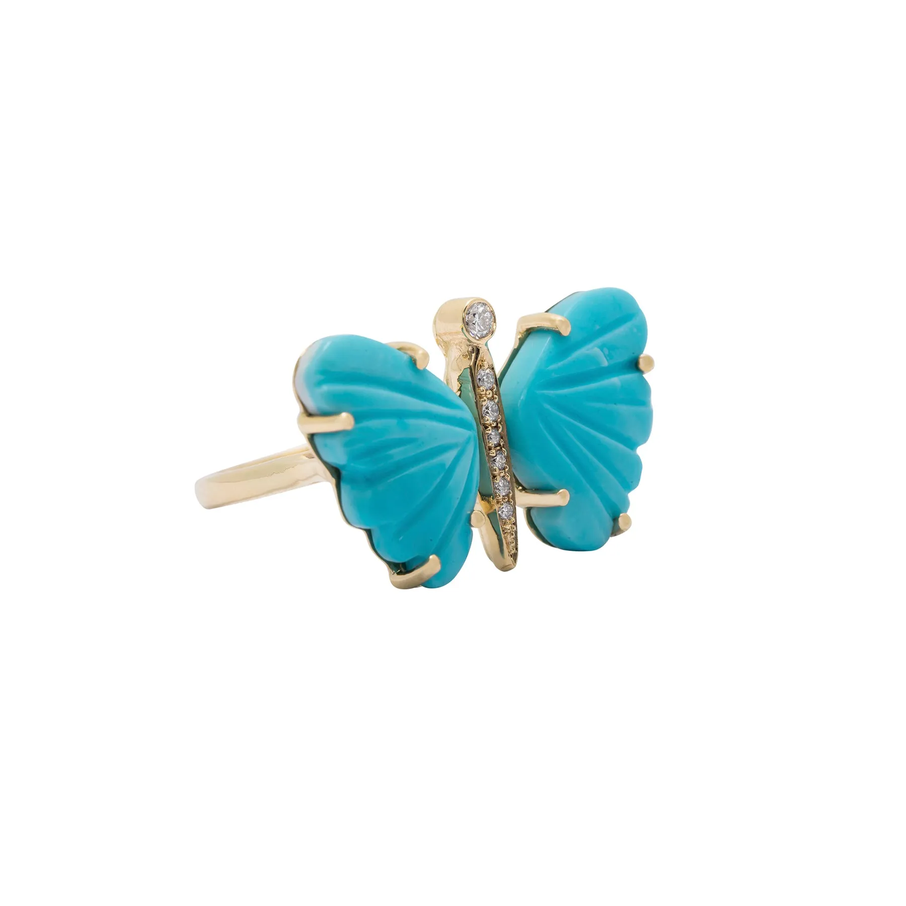 Small Turquoise Butterfly Diamond Ring