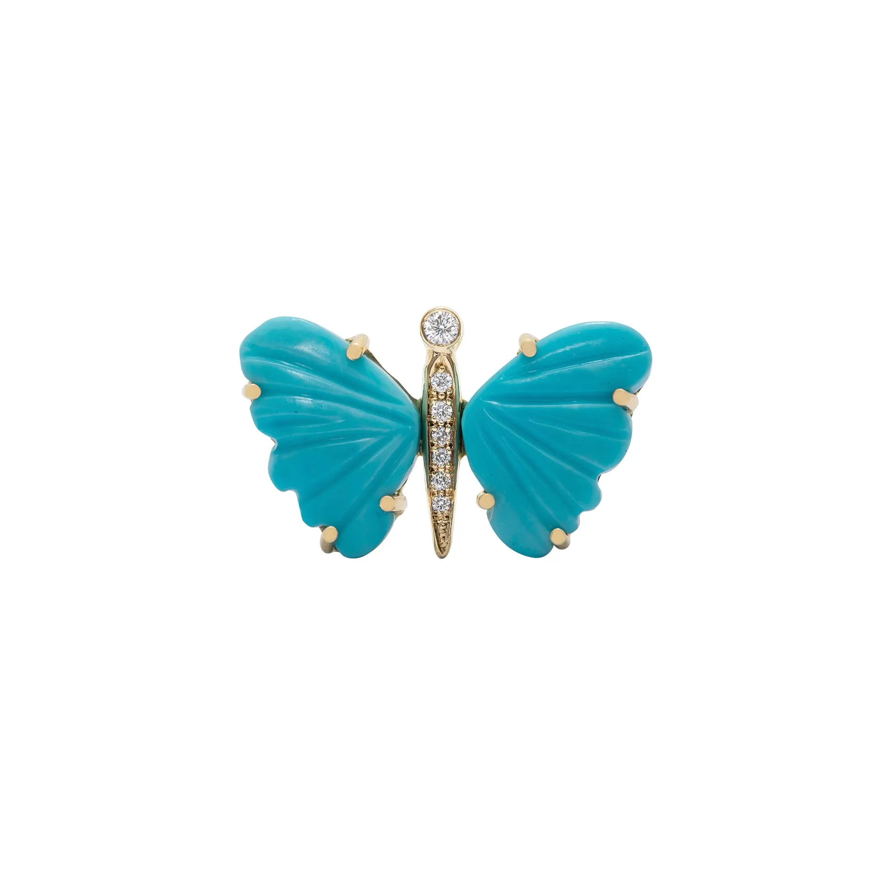 Small Turquoise Butterfly Diamond Ring