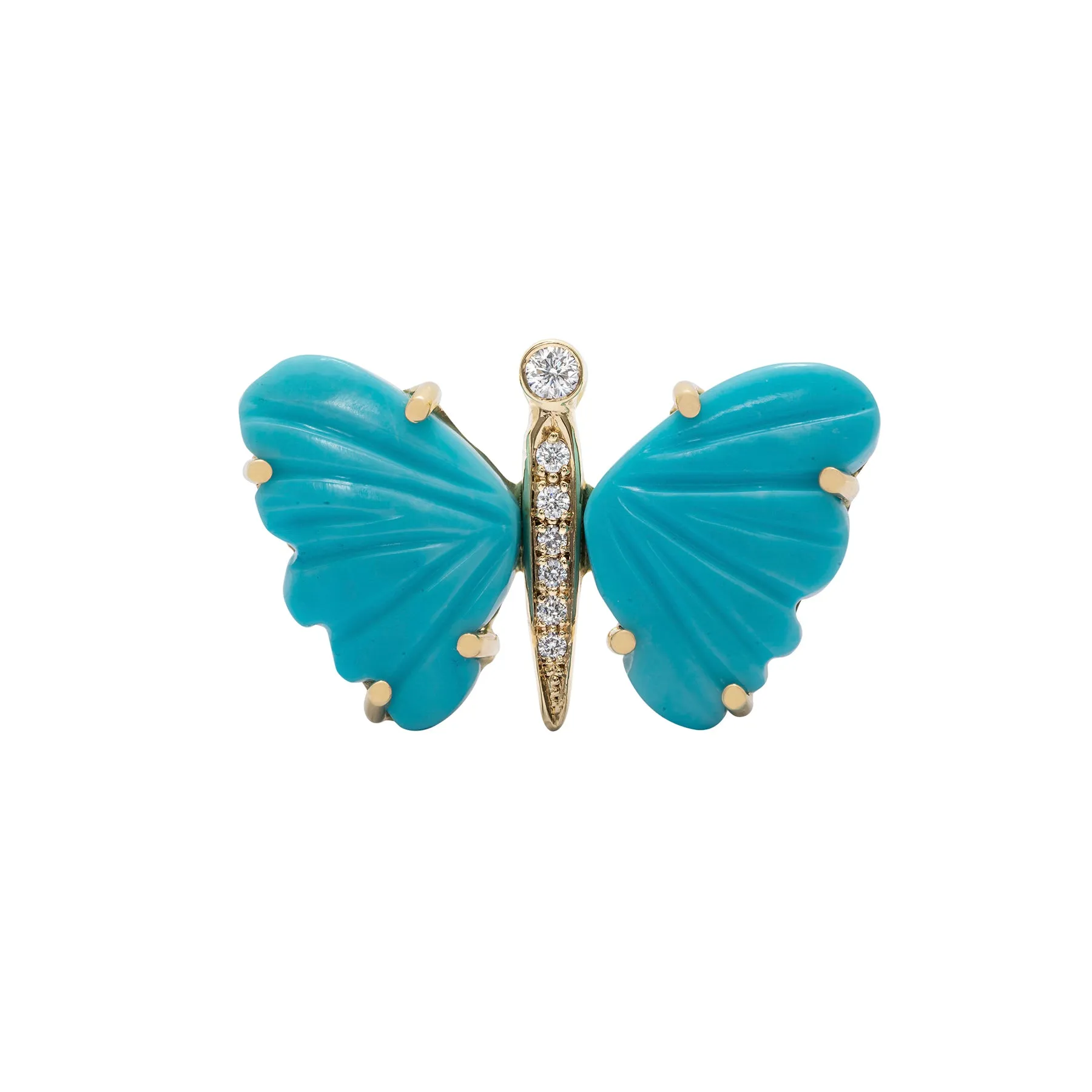 Small Turquoise Butterfly Diamond Ring