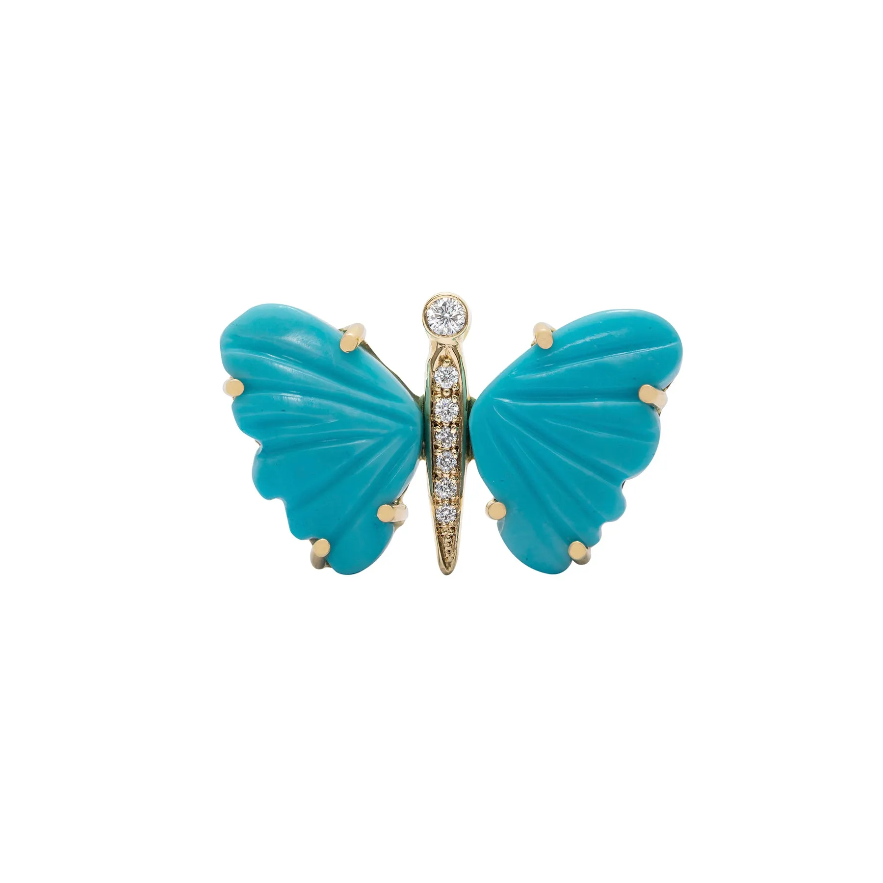 Small Turquoise Butterfly Diamond Ring