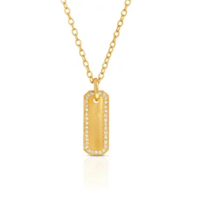 SUNEERA 14K YELLOW GOLD WREN DIAMOND BAR PENDANT (CHAIN NOT INCLUDED)